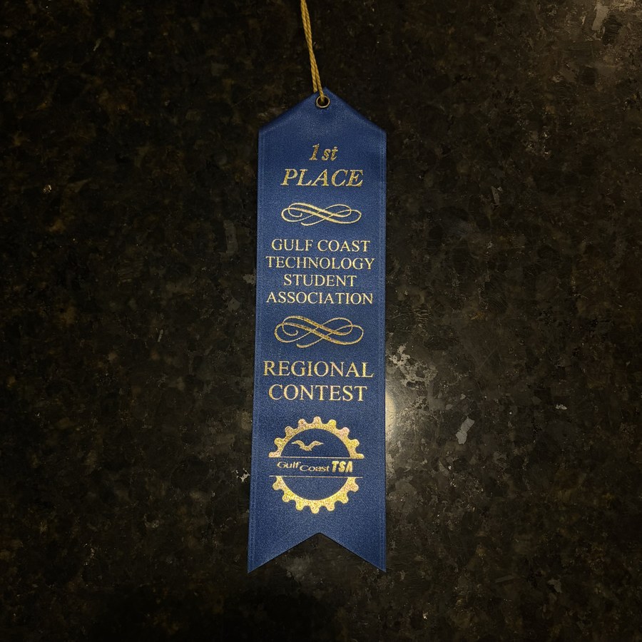 Gulf Coast Technology Student Association Regional Contest 1st Place ribbon