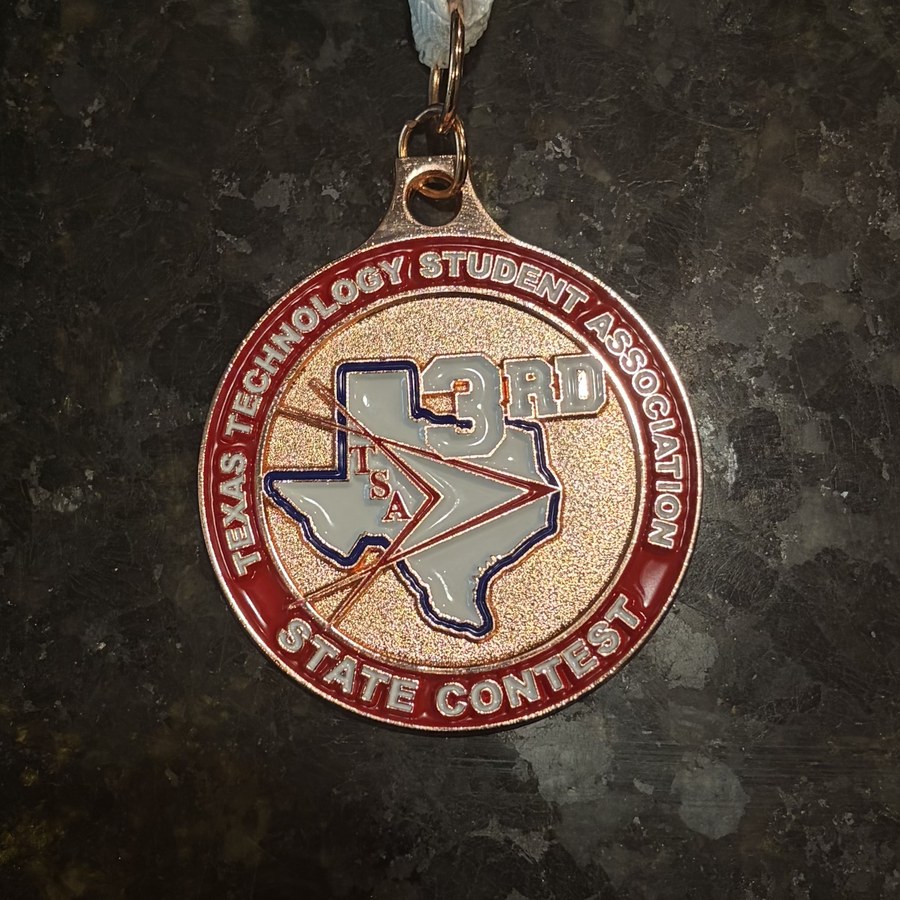 Texas Technology Student Association State Contest 3rd Place medal