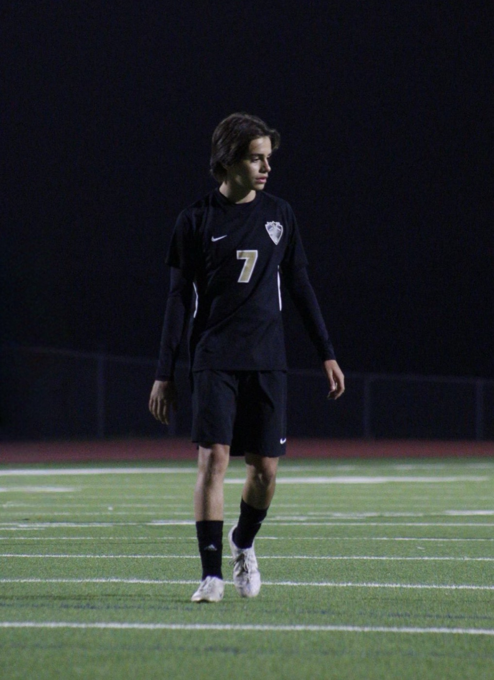 Lucas Weatherwax on the field during a JVA soccer match, sophomore season